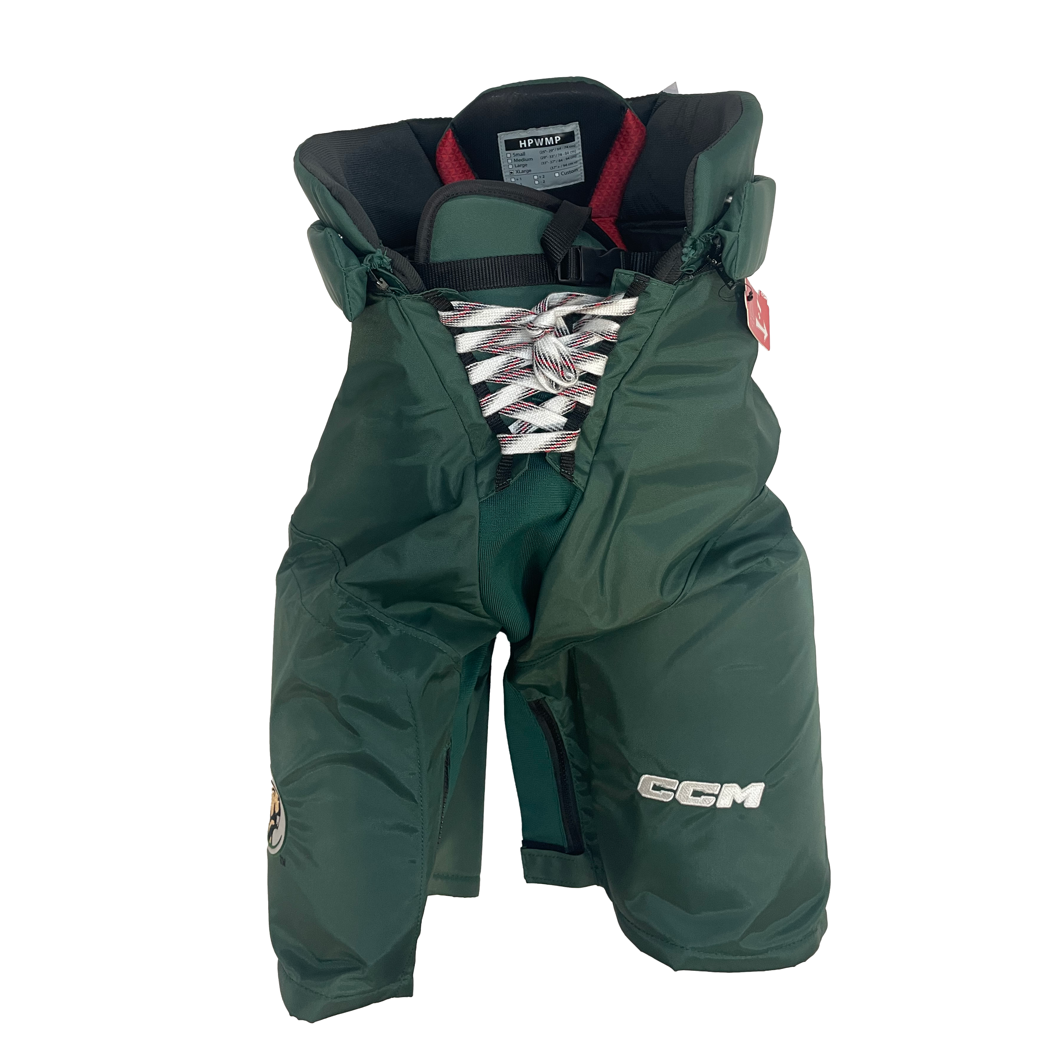 CCM HPWMP - Pantalon de hockey NCAA Pro Stock pour femme (vert/blanc)